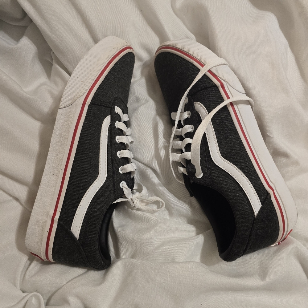 Gray Vans Youth Size 5.5 Sneakers with Red Lining